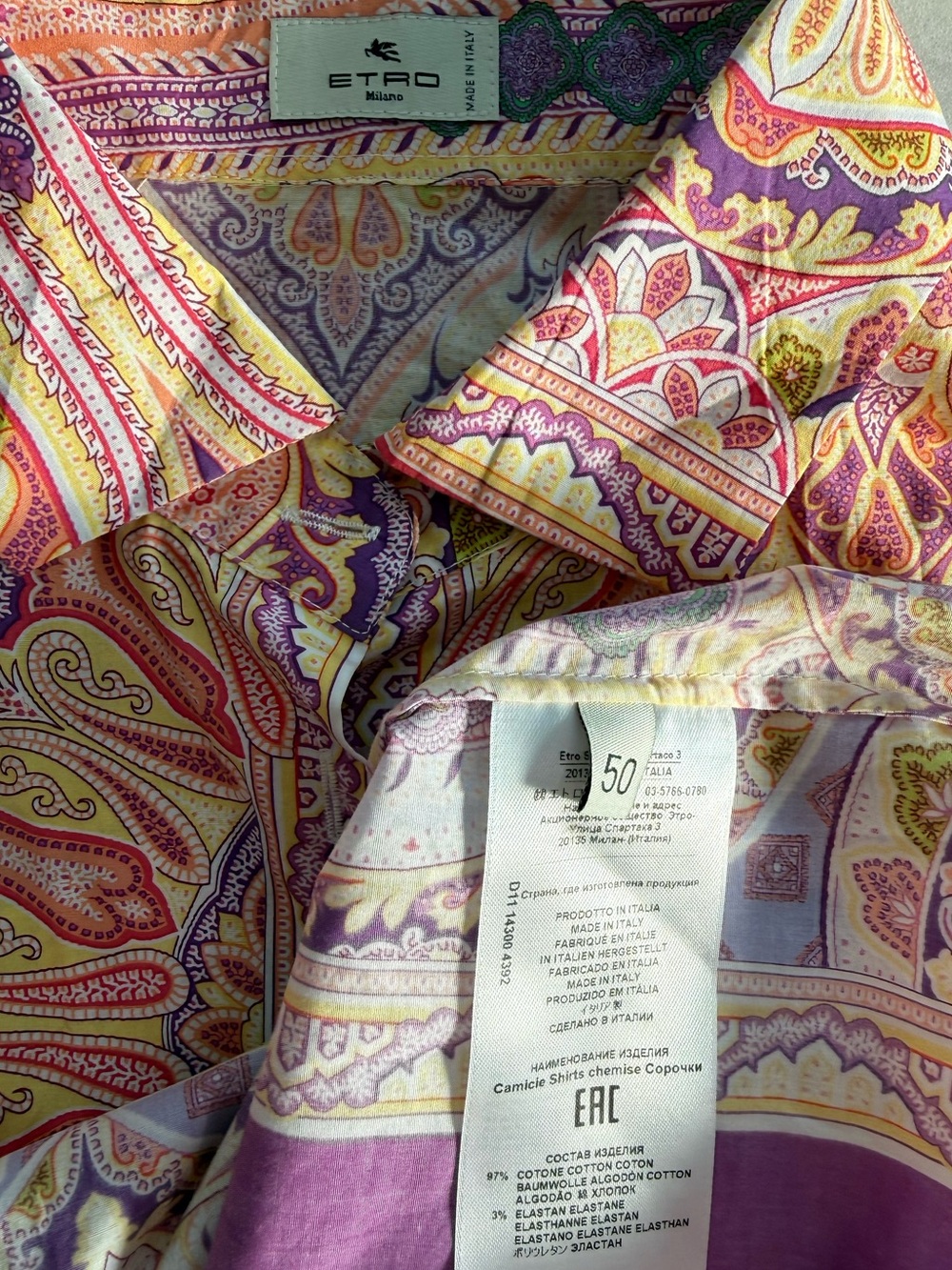 Etro Paisley Button Down Blouse Multicolor Made in Italy Women  IT 50 Size XL - Picture 8 of 13